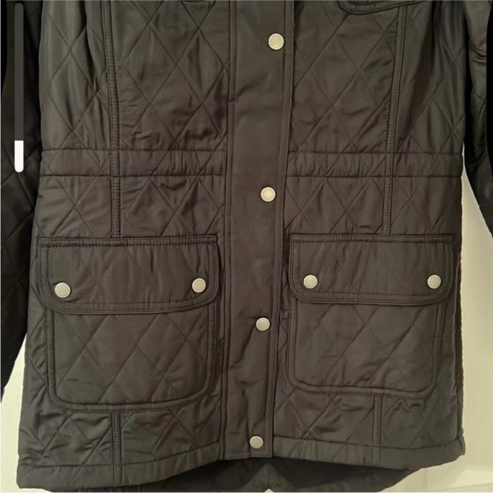 Barbour Black Quilted Arrow Parka Size 6 NWT - Picture 4 of 13